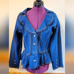 Denin Jacket lined in lace w/silver buttons The Pyramid Collection